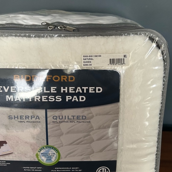NWT Biddeford Reversible Heated Mattress Pad, Sherpa and Quilted QUEEN - Picture 2 of 5